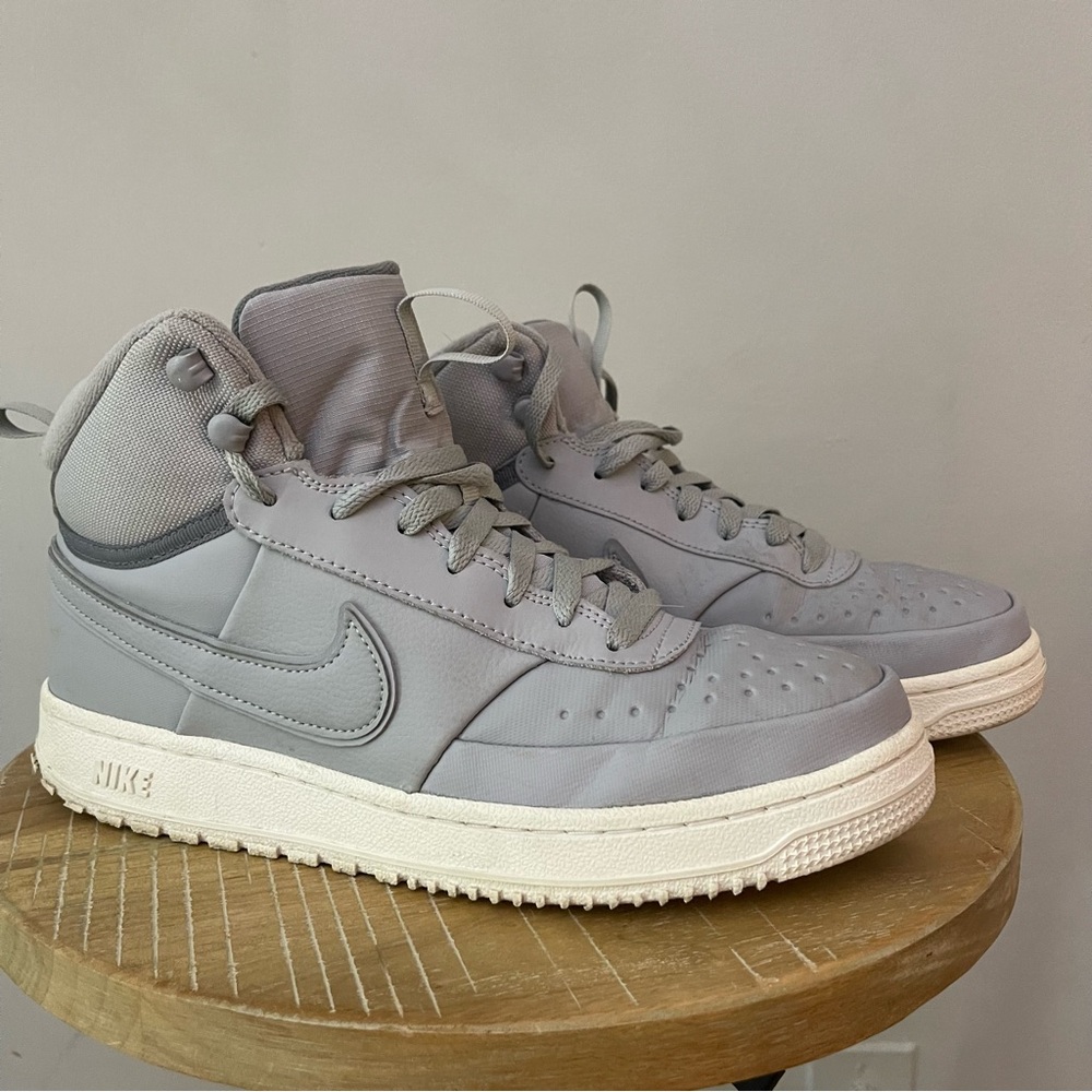 Size 9 Nike Men’s Court Vision mid wolf grey sneakers